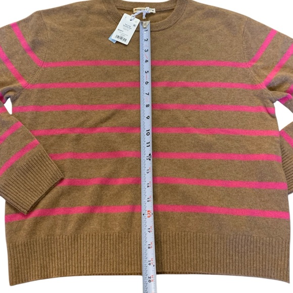 Marine Layer NEW NWT Women’s M Harper Camel / Pink Striped Cashmere Sweater - Picture 7 of 12
